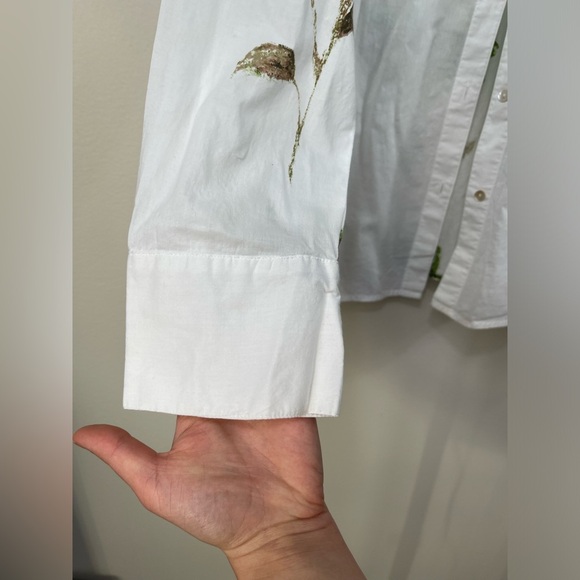 Floral Button-Up Shirt Cotton Women's Additions by Chico's Size 3 - Picture 5 of 16